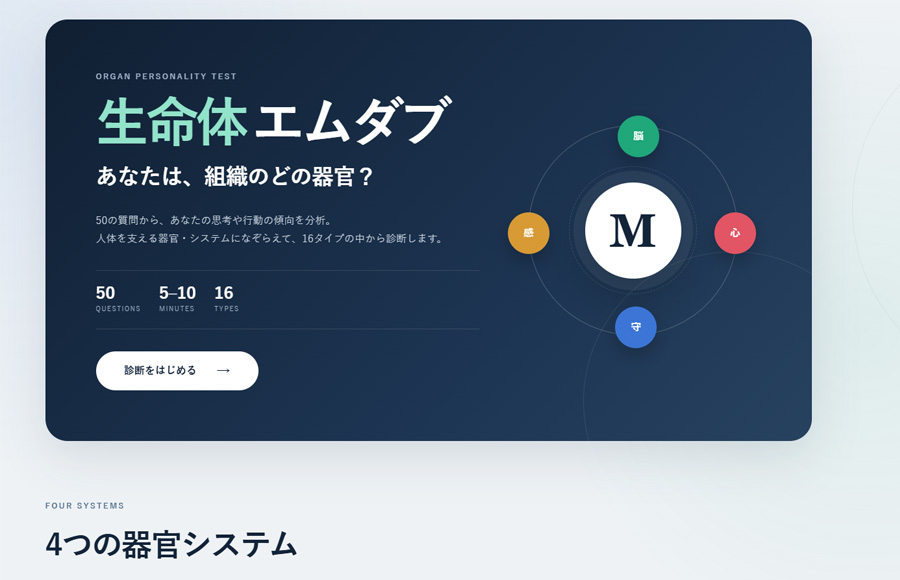社内向け性格診断テストの画面